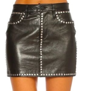 Frame leather skirt